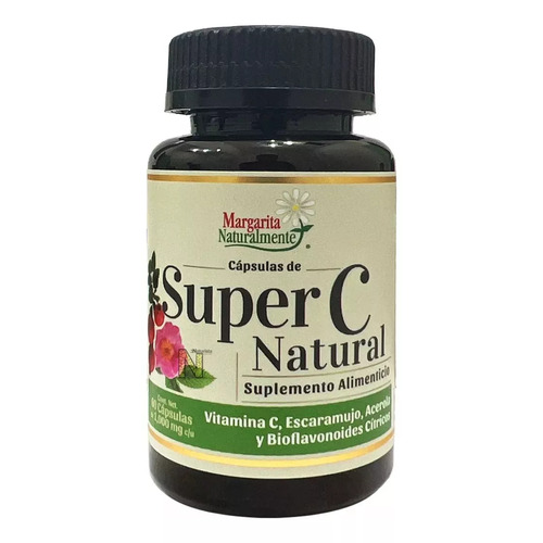 Super C Natural (60 Capsulas De 1000 Mg) Margarita Naturalmente Sabor Vitamina C