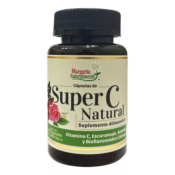 Super C Natural (60 Capsulas De 1000 Mg) Margarita Naturalmente Sabor Vitamina C