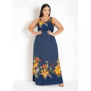 Vestido Feminino Longo Plus Size Floral Festa Madrinha Luxo