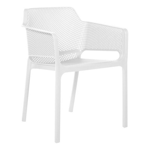 Silla Plástica Jardín Para Exterior Y  Interior Con Apoya Brazos Blanca LG Amoblamientos