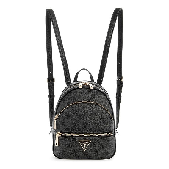 Mochila Manhattan Negra Guess Logo Mujer Bolsa Black Backpack Correas Ajustables Varios Compartimentos Con Cierres Interior Y Exterior Bolso Negro