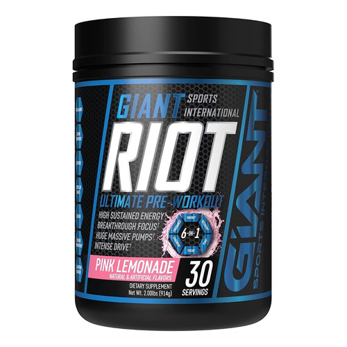 Giant Sport Riot Ultimate Pre-workout 30 Serv Sabor Pink Lemonade