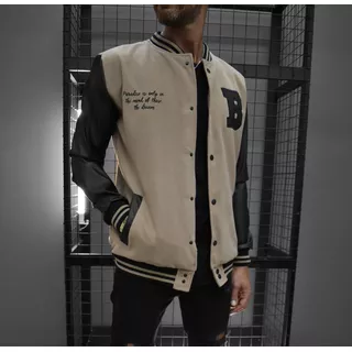 Campera Bomber Hombre Paño Con Cuerina Paradise Slimfit Bond