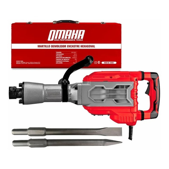 Martillo Demoledor Omaha 60 Joules Hexagonal 1700w + Acc