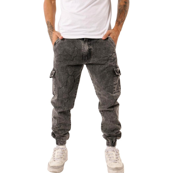 Jogger Mom Hombre Pantalon Jean Con Pasa Cinto Puños Calidad