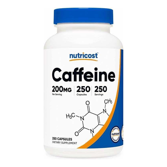 Cafeina Pura 100 Mg Con 250 Capsulas Para 8 Meses Nutricost Sabor Sin Sabor