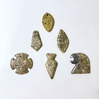 Dijes De Piedra Fósil Perforadas Para Joyería Set De 6 Pzas