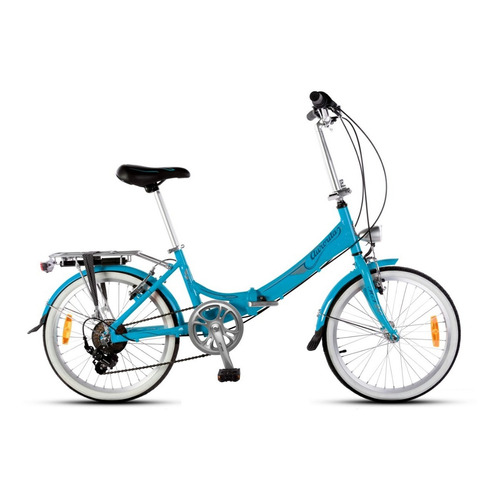 Bicicleta plegable plegable Aurora Folding Aurorita Classic - Retro R20 7v frenos v-brakes cambio Shimano FT30 color celeste con pie de apoyo  