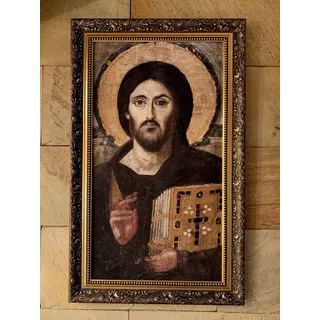 Emoldurado Cristo Pantocrator Primeiro Cristo Tela 88cmx52cm
