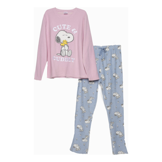 Pijama Largo Mujer Rosado Snoopy