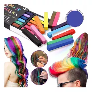 Tiza De 12 Colores P/teñir Pintar Pelo Hair Chalk Fantacia