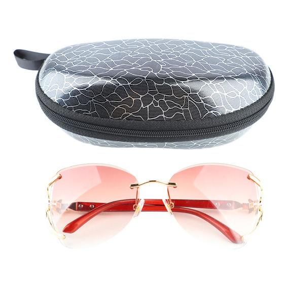 Gafas Lentes De Sol Rosa Retro Mujer Uv400 + Estuche Y Paño