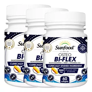 Suplemento Capsula Sunfood Glucosamina Msn Vit.d3 3 Potes Sabor Sem Sabor