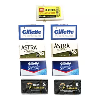 50pzs Navajas Para Rasurar: Feather, Astra, Gillette, Derby