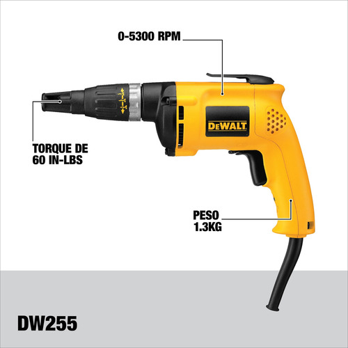 Atornillador De Placa 540w Dewalt Dw255 Dewalt Dw255-ar Color Amarillo 220V