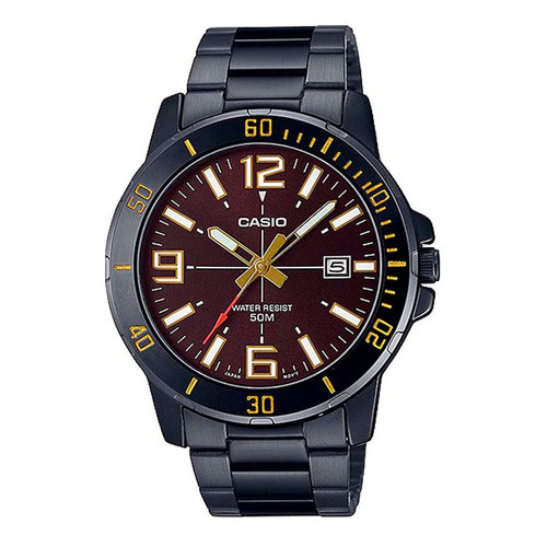 Reloj Casio Hombre Mtp-vd01b Correa Acero Negro Color de la correa Negro 5B