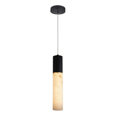 Colgante Sena Alabastro Natural 32cm Negro Led  Negro