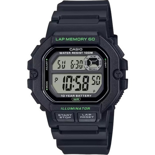 Reloj Deportivo Hombre Casio Ws 1400h Iluminador Led Memoria Color de la correa Negro WS-1400H-1AV Color del bisel Color del bisel Color del fondo Color del fondo