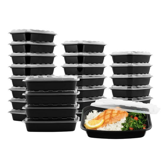 Recipientes Comida Pack 50pz Ecológico Reutilizable - Cukin Negro