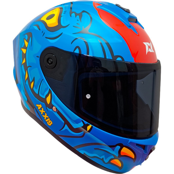 Casco Integral Axxis Draken Dinotoon C7 Azul Dot Y Ece2206