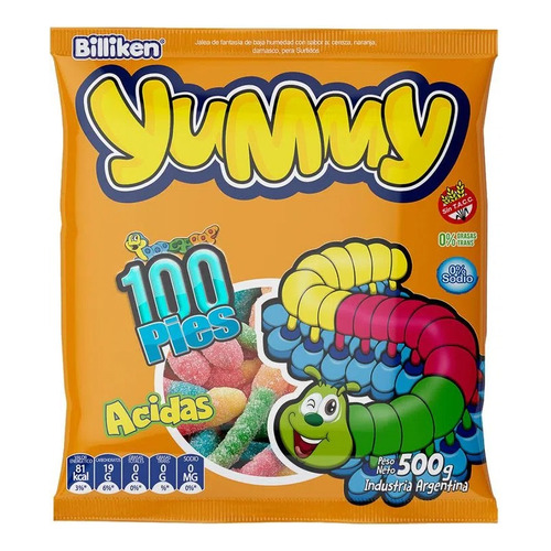 Gomitas Yummy Acidas 100 Pies Sin Tacc 500gramos.