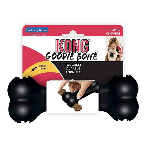 Hueso Kong Goodie Bone Extreme Para Perros Talla M Color Negro