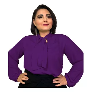 Blusa Camisa Uniforme Secretária Plus Size Elegante Tnm 