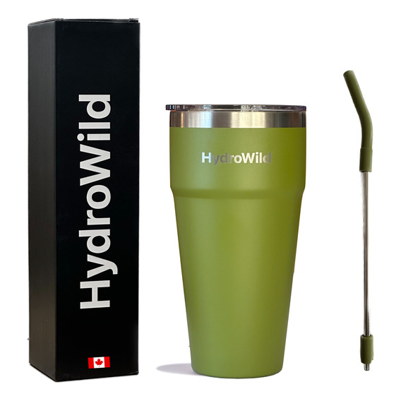 Vaso Térmico Cafe Hydrowild 770 Ml+ Bombilla Matálica Moss