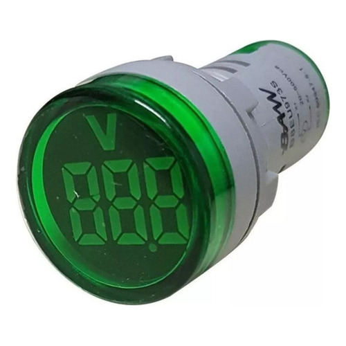 Mini Voltimetro Digital Redondo Verde Baw Ojo Buey Ø 22m