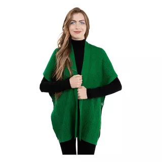 Poncho Capa Abierto Tejido Fino Suave Acanalado Elegante.