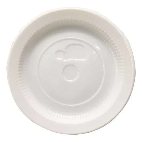 Plato de comida desechable de plástico plano blanco 12 cm 100 x 10