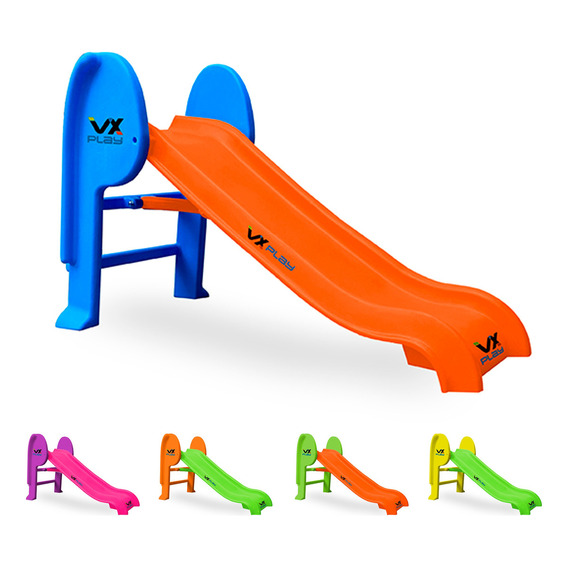 Tobogan Infantil Vxplay Plástico Plegable 2 Escalones Color Naranja-celeste