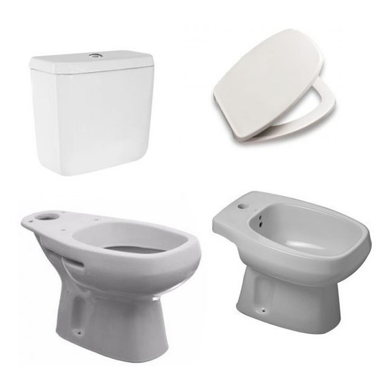 Inodoro Largo Deposito Apoyo Bidet Roca Monaco + Tapa + Kit