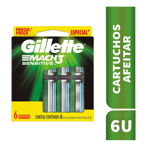 Gillette Repuestos Para Afeitar Mach 3 Sensitive / 6 Unid