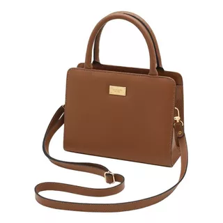 Bolsa Feminina Couro Legítimo Tote Transversal Mariart Maia Cor Camel