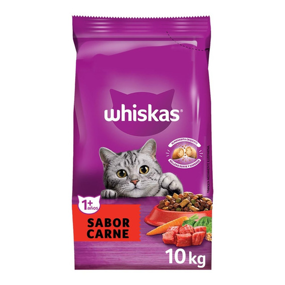 Alimento Whiskas 1+ Whiskas Gatos  para gato adulto sabor carne en bolsa de 10 kg