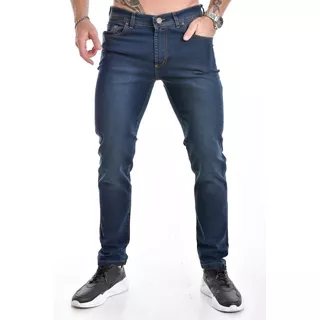 Pantalon Jeans Semi Chupin Matizado Localizado Premium