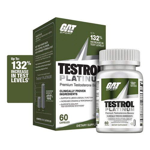 Gat Testrol Platinum 60 Tabletas Booster Testosterona Sf Tt8 Sabor Sin sabor