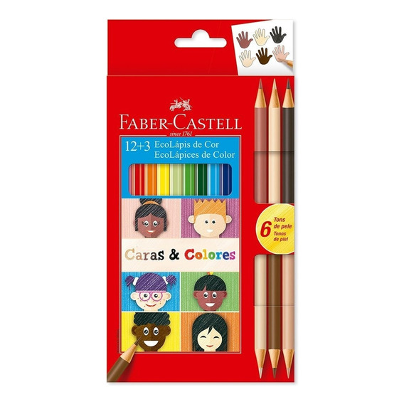 Colores Faber Castell Caras Y Colores 12+3 Ecolapices