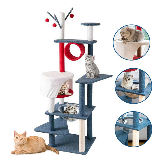 Torre Árbol Rascador Para Gato Con Casa Varios Niveles 165cm