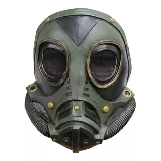 Máscara De Piloto Soldado Guerra Nuclear Gas Mask Halloween Color Verde