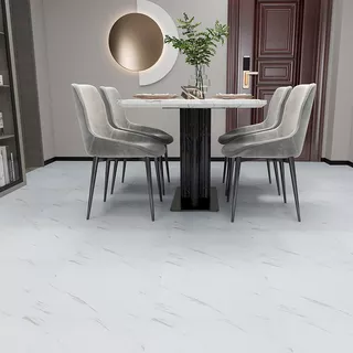 Adesivo Piso Autocolante Lavável Chão Marmore Branco 6m²