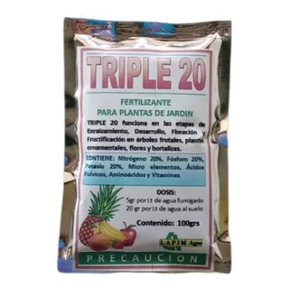 7 Sobres De 100g De Triple 20 Fertilizante Arboles Frutales 