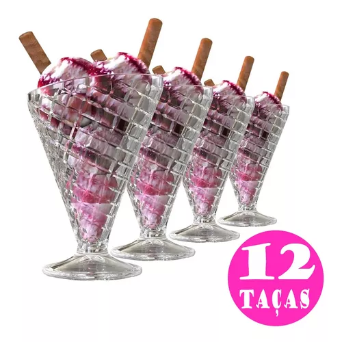 Jogo 4 Taça de Vidro Sobremesa Sorvete Milkshake Gelato Dolce Home