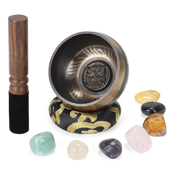 Cuenco Tibetano Para Meditación Con Piedras Chakras