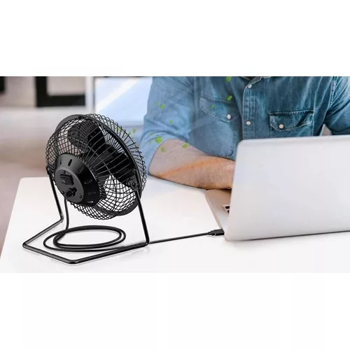 Ventilador Portatil Ghia Usb Para Escritorio Laptop Metalico Personal 5V  Negro