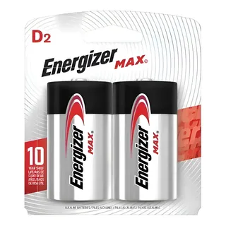 Energizer - Pila MAX Alcalina - Tamaño D Cilíndrica - Paquete 2 Unidades - 1.5V 2000 mAh - Para linternas y radios