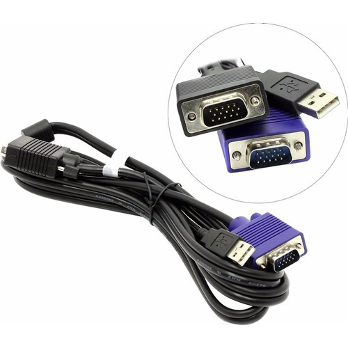 Cable Kvm Trendnet TK-Cu06 de 1,8 m, VGA y USB, conmutador KVM 2 en 1, color negro