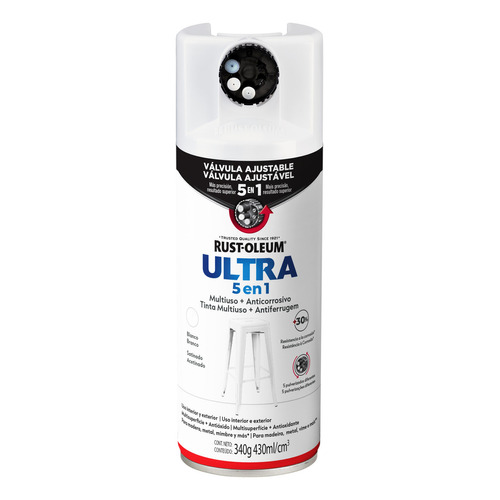 Pintura Aerosol Antióxido Rust Oleum 5 Válvulas Ultra 5 En 1 Color Blanco satinado