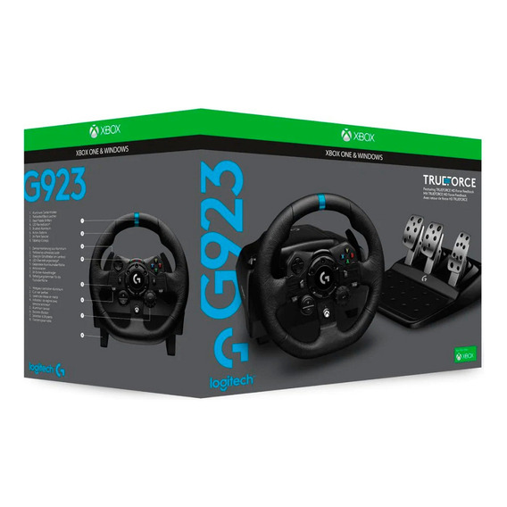 Logitech G923 Racing Wheel And Pedals For Xbox Series X|s Color Negro